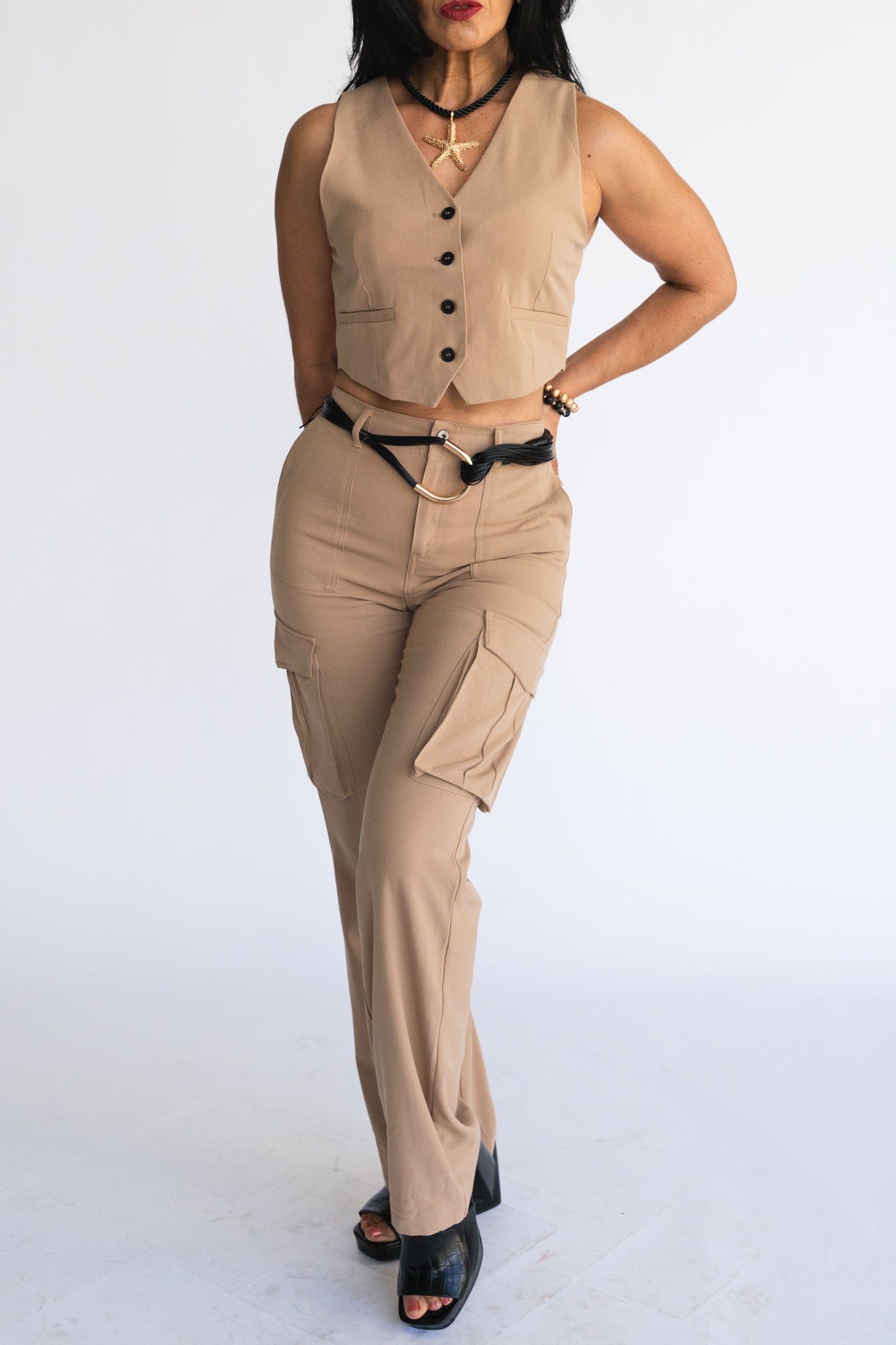 Set Chaleco & Pantalón Khaki